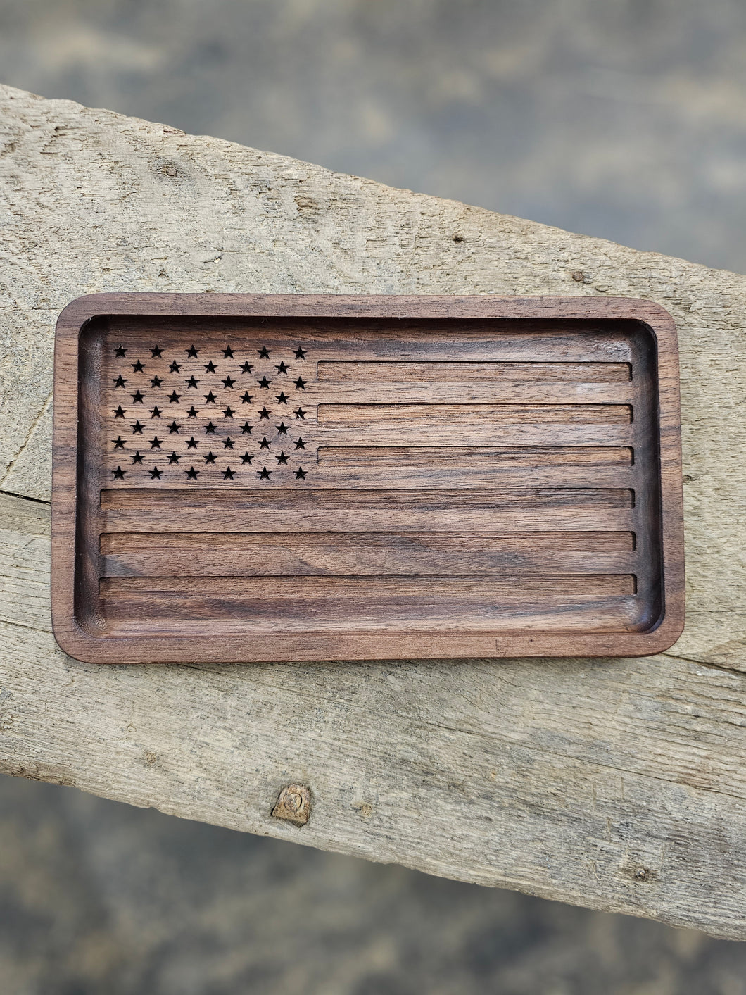 Walnut - American Flag Catch All Tray