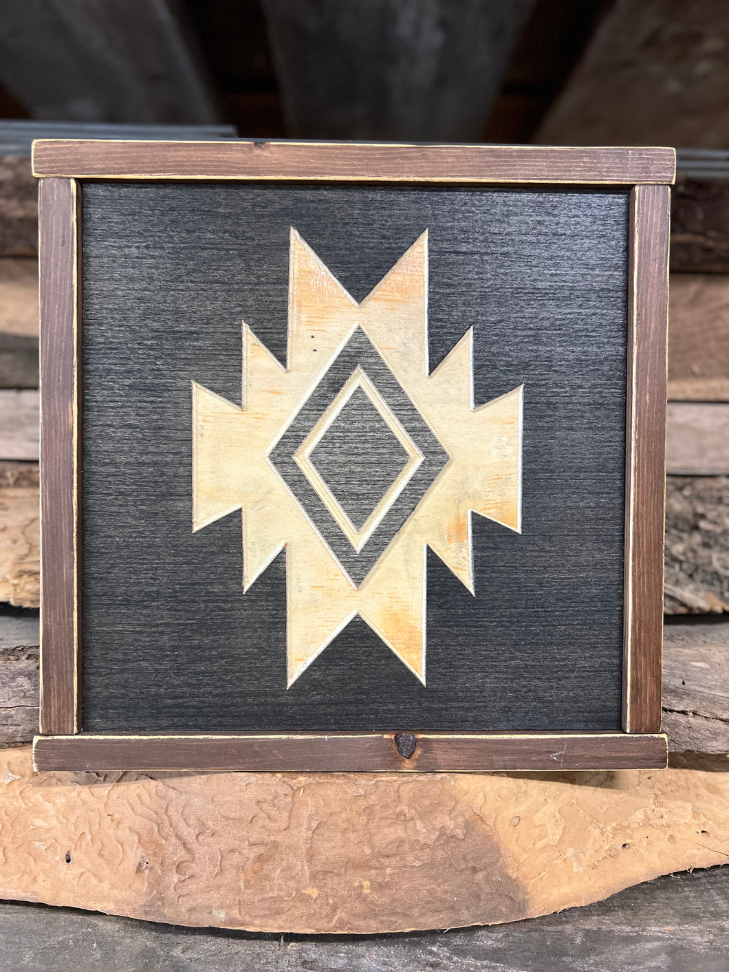 Signo de madera rústica azteca