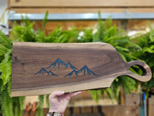 Load image into Gallery viewer, WV Walnut Mountain Scape Charcuterie/Cutting Board
